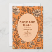 Verbrande Sinaasappel Wildflower bruiloft Save The Date (Voorkant)