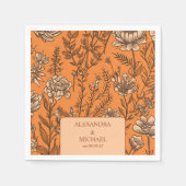 Verbrande Sinaasappel Wildflower bruiloft Servet (Voorkant)