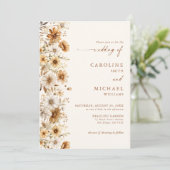 Verbrande Sinaasappel Wildflower Wedding Boho Kaart (Staand voorkant)