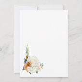 Verbrande Sinaasappel Witte Roos Bloemenbruiloft Kaart (Achterkant)