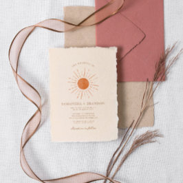Verbrande Sinaasappel zon minimale Boho bruiloft Q Kaart