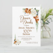 Verbrande Sinaasappels Bloemen 100ste Verjaardag D Kaart (Staand voorkant)