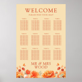 Verbrande Sinaasappels Bloemen Fall Wedding Zittin Poster