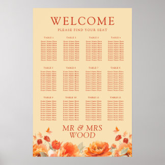 Verbrande Sinaasappels Bloemen Fall Wedding Zittin Poster