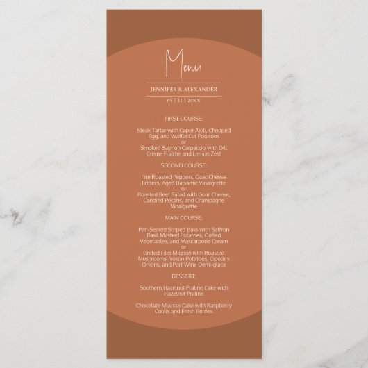 Verbrande Sinaasappels boog minimalistische herfst Menu (Voorkant)