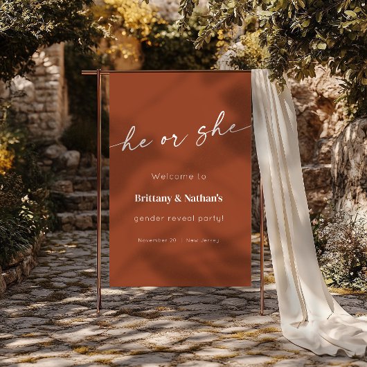 Verbrande Terracotta Geslacht Onthul Welkomstbord Poster