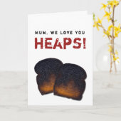 Verbrande toast Moederdag kaart (Gele Bloem)