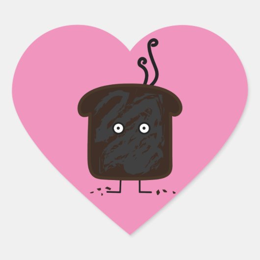 Verbrande Toast rook kruimelt as brood Hart Sticker (Voorkant)