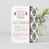 Verbrande Vintage Damask 39e verjaardagsfeest Kaart (Staand voorkant)