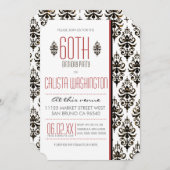 Verbrande Vintage Damast 60ste Verjaardagsfeest Kaart (Voorkant / Achterkant)