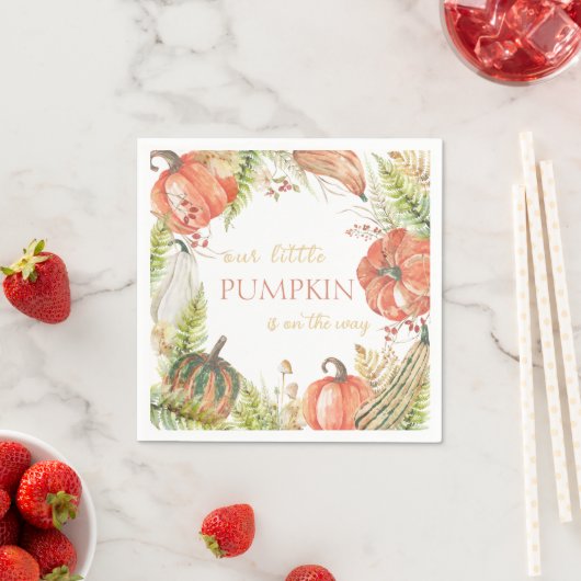 Verbrande Waterverf Pompoen Herfst Floral Baby sho Servet (Insitu)