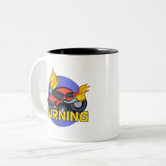 verbranden tweekleurige koffiemok (Voorkant links)