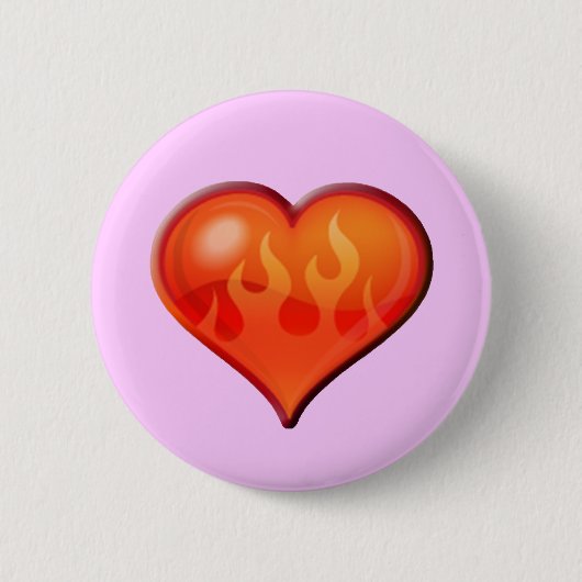 Verbrandend brandend hart ronde button 5,7 cm (Voorkant)