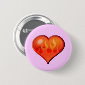 Verbrandend brandend hart ronde button 5,7 cm (Voorkant /achterkant)