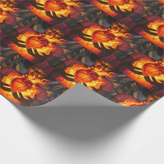 Verbrandend hart cadeaupapier (Hoek)