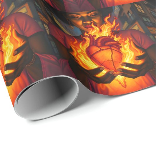 Verbrandend hart cadeaupapier (Rol Hoek)