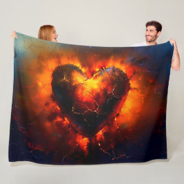 Verbrandend hart fleece deken
