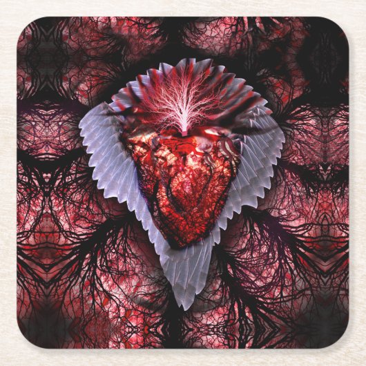 Verbrandend hart kartonnen onderzetters (Voorkant)