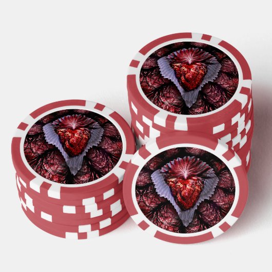 Verbrandend hart poker chips (Opstapeling)