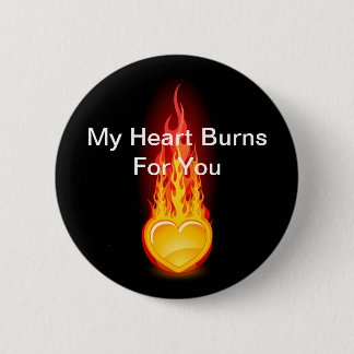 Verbrandend hart ronde button 5,7 cm