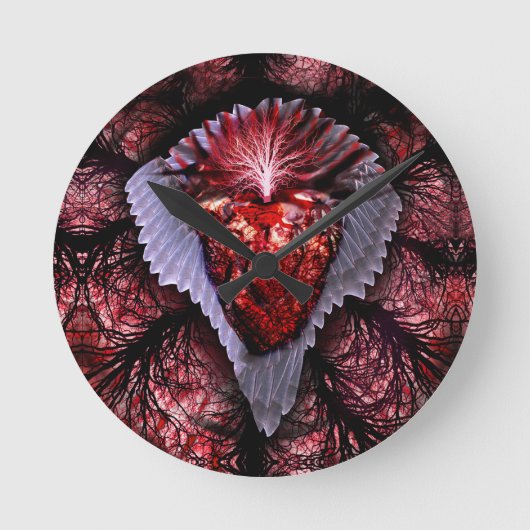 Verbrandend hart ronde klok (Voorkant)