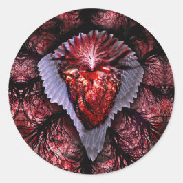 Verbrandend hart ronde sticker