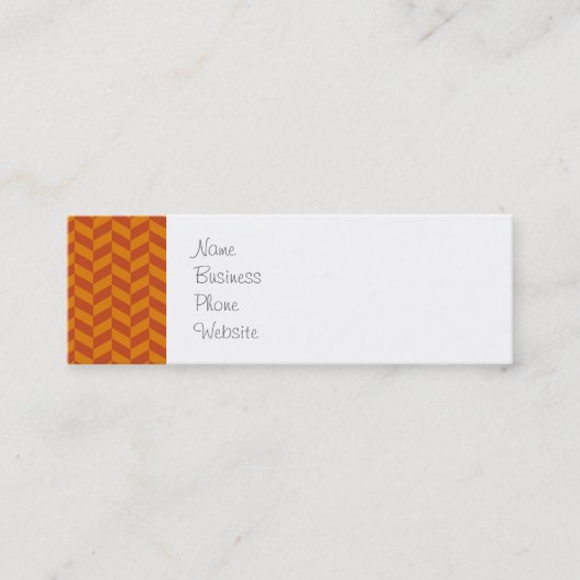 Verbrandend Oranje Chevron Zig Zag Stripes Patroon Mini Visitekaartje (Voorkant)