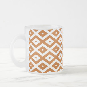 Verbrandend oranje en wit diamantpatroon matglas koffiemok