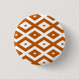 Verbrandend oranje en wit diamantpatroon ronde button 3,2 cm