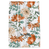 Verbrandend Oranje flessengroen botanisch patroon Medium Cadeauzakje (Achterkant)