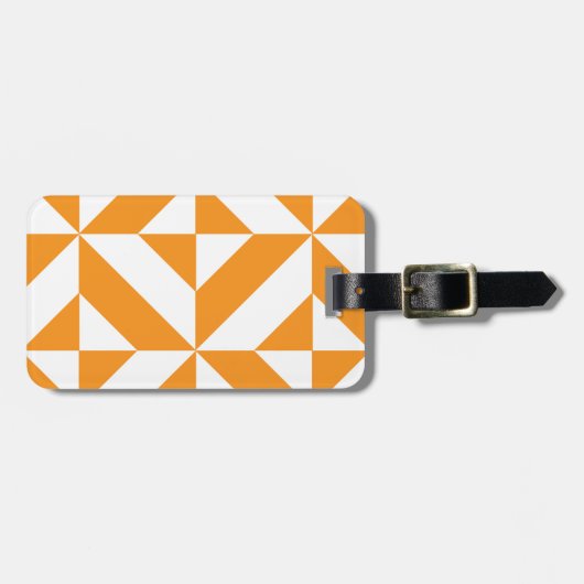 Verbrandend Oranje geometrisch decoderingspatroon Bagagelabel (Voorkant horizontaal)