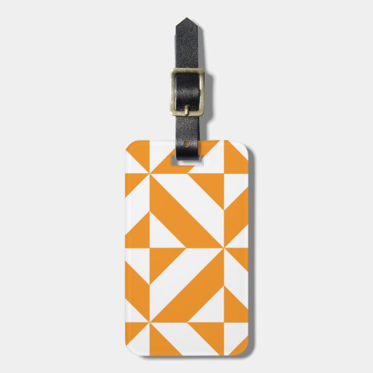 Verbrandend Oranje geometrisch decoderingspatroon Bagagelabel (Voorkant verticaal)