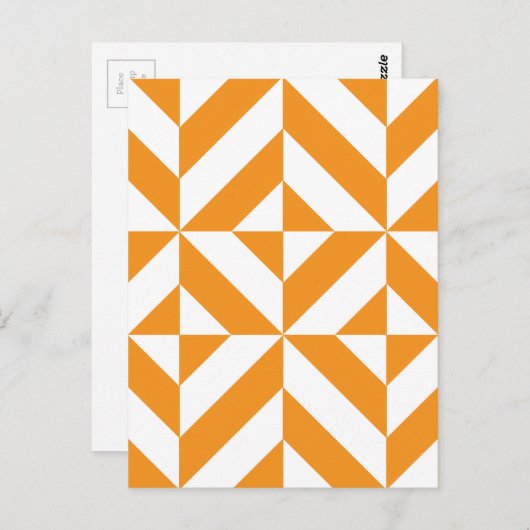 Verbrandend Oranje geometrisch decoderingspatroon Briefkaart (Voorkant / Achterkant)