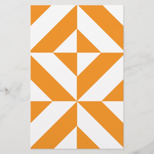 Verbrandend Oranje geometrisch decoderingspatroon Briefpapier (Voorkant)