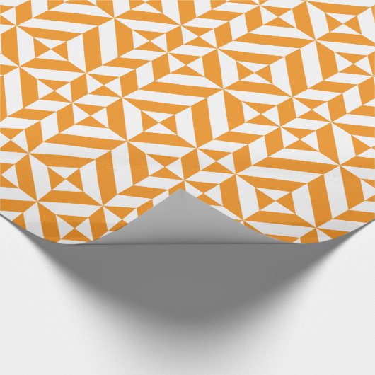Verbrandend Oranje geometrisch decoderingspatroon Cadeaupapier (Hoek)