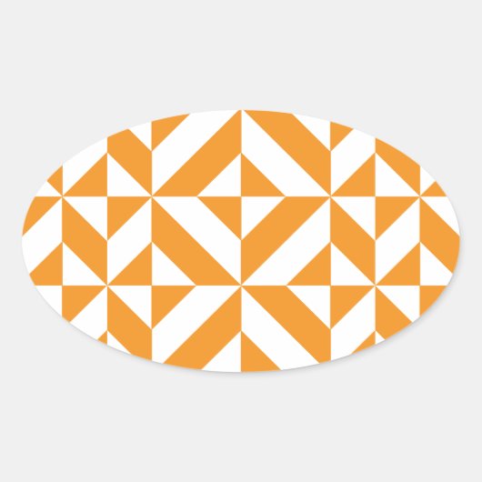 Verbrandend Oranje geometrisch decoderingspatroon Ovale Sticker (Voorkant)