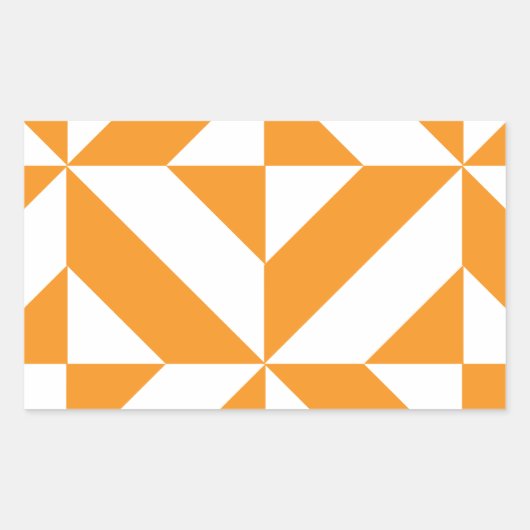 Verbrandend Oranje geometrisch decoderingspatroon Rechthoekige Sticker (Voorkant)