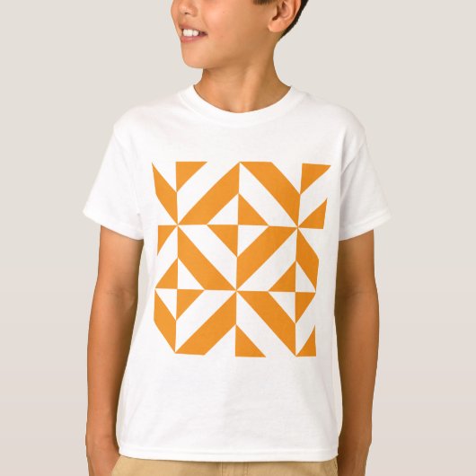 Verbrandend Oranje geometrisch decoderingspatroon T-shirt (Voorkant)