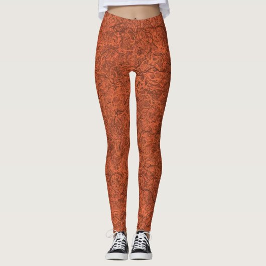 Verbrandend oranje populair patroon leggings (Voorkant)