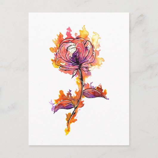 Verbrandend Roos Tattoo Briefkaart (Voorkant)