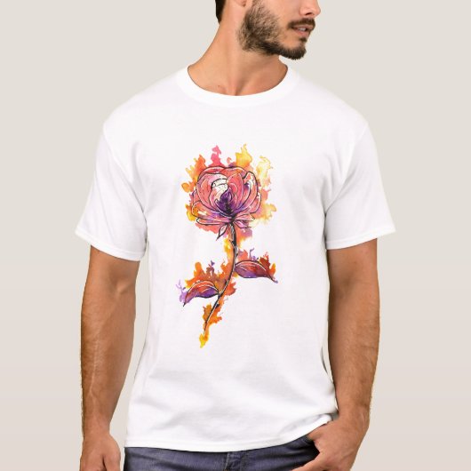 Verbrandend Roos Tattoo T-shirt (Voorkant)