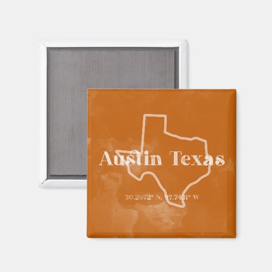 Verbrandend Sinaasappel Austin Texas Magnet (Voorkant / Achterkant)