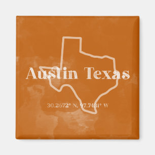 Verbrandend Sinaasappel Austin Texas Magnet