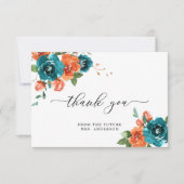 Verbrandend Sinaasappel Blauwgroen Waterverf Vrijg Bedankkaart (Voorkant)