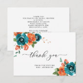 Verbrandend Sinaasappel Blauwgroen Waterverf Vrijg Bedankkaart (Voorkant / Achterkant)