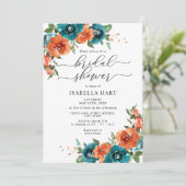 Verbrandend Sinaasappel Blauwgroen Waterverf Vrijg Kaart (Staand voorkant)