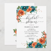 Verbrandend Sinaasappel Blauwgroen Waterverf Vrijg Kaart (Voorkant / Achterkant)