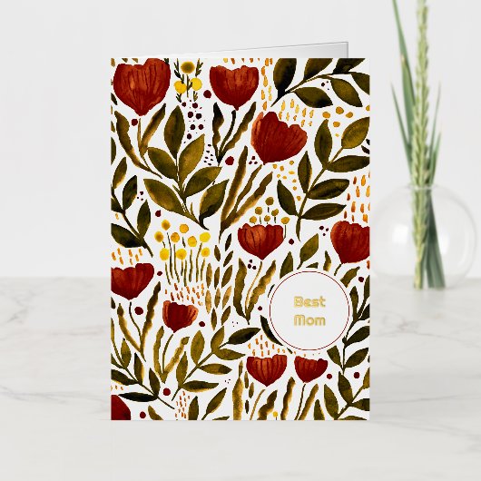 Verbrandend Sinaasappel Botanisch Beste moeder Moe Folie Feestdagenkaart (Voorkant)