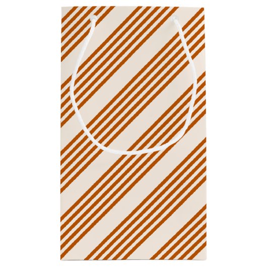 Verbrandend sinaasappel en beige vijf strips klein cadeauzakje (Achterkant)