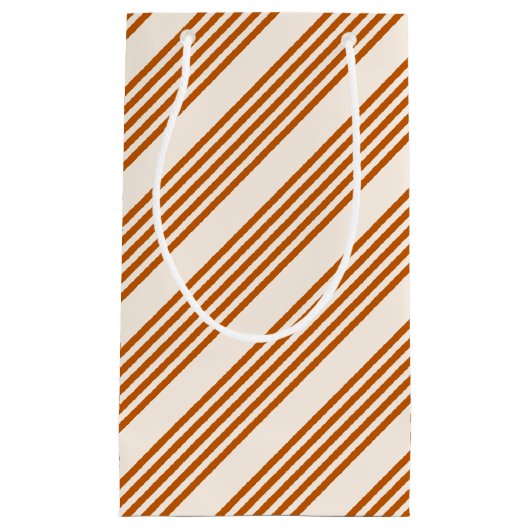 Verbrandend sinaasappel en beige vijf strips klein cadeauzakje (Voorkant)